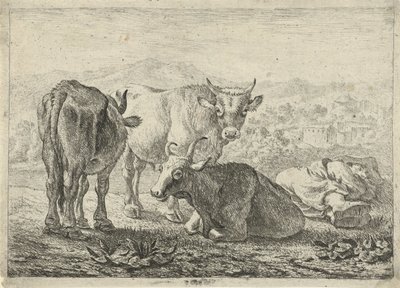 Three Cattle and a Sleeping Shepherd by Pieter van Laer