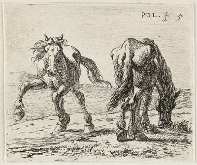 Two Horses in a Pasture by Pieter van Laer