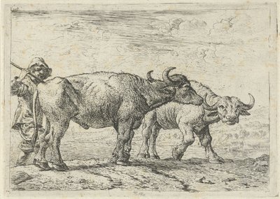Two Buffaloes and a Herdsman by Pieter van Laer