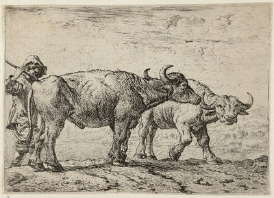 Two Buffaloes and a Herdsman by Pieter van Laer