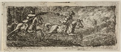 Two Horsemen Fighting by Pieter van Laer