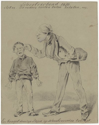 Father and Son (A Rascal Caught by His Father for Skipping School) by Pieter van Loon
