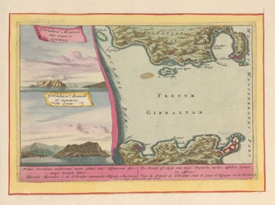 View of the Rock of Gibraltar and a Map of the Strait of Gibraltar by Pieter van den Berge