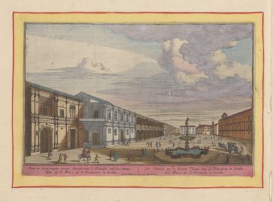 View of a Square with Fountain in Seville by Pieter van den Berge