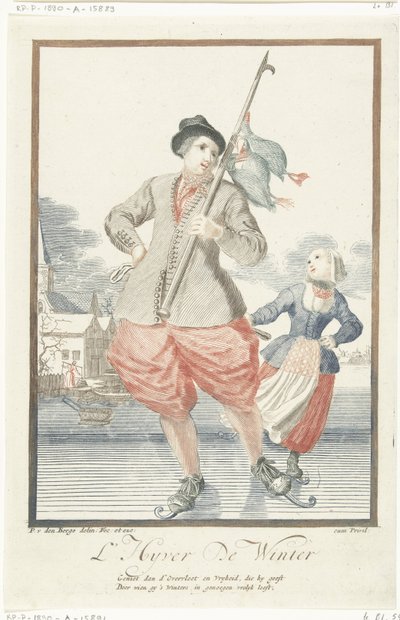 Man Skating with Three Ducks on a Stick by Pieter van den Berge