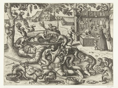 Sleeping Peddler Robbed by Monkeys by Pieter van der Borcht (I)
