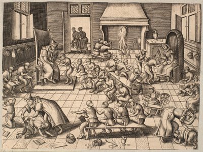 The Classroom. Monkeys Being Taught and Punished in a Classroom by Pieter van der Borcht