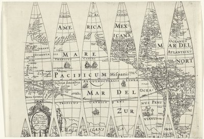 Globe Segments of a Part of the Northern Hemisphere by Pieter van der Keere