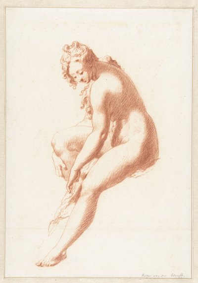 Seated Female Nude, Drying a Foot by Pieter van der Werff
