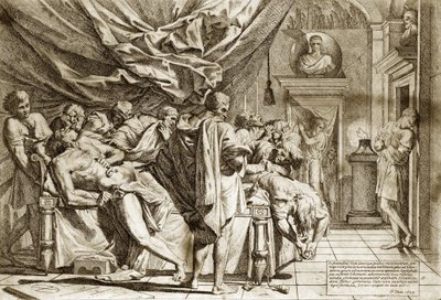 The Death of Cato - 1648, by Pietro Testa, etching by Pietro Testa