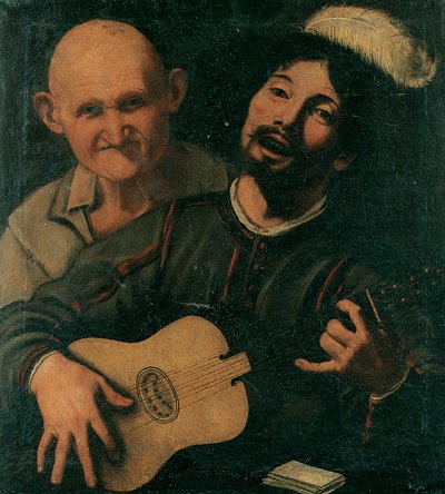 A Guitar Player and an Old Man Attending by Pietro (attr. to) Paolini