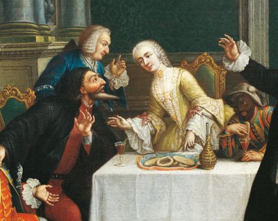 The Snack with the Masks (Detail) by Pietro (school of) Longhi
