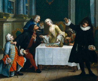 The Snack with the Masks by Pietro (school of) Longhi