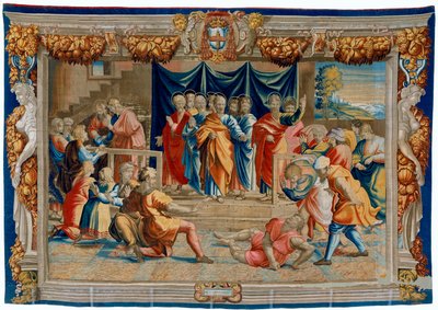 Seventeenth Century Tapestry Depicting the Death of Anania by Pietro 1579 1669 Fevère