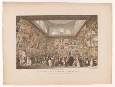 Exhibition at the Royal Academy in London in 1787 (title on object: The Exhibition of the Royal Academy, 1787) by Pietro Antonio Martini