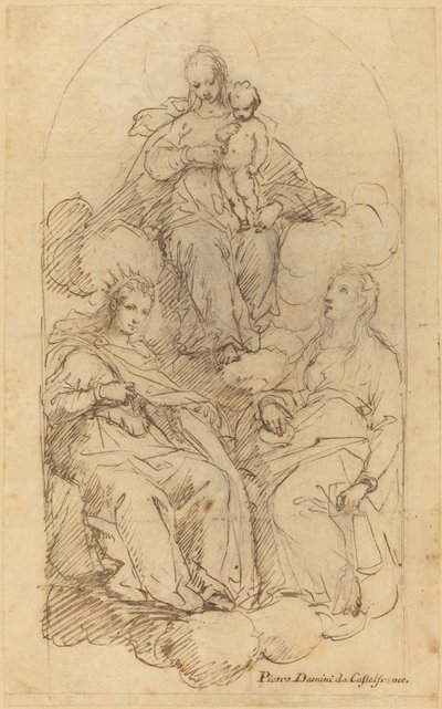 The Virgin and Child Adored by Saint Catherine and Another Female Saint by Pietro Damini
