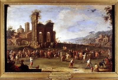 Ball game - painting by Domenico Oliveri. 18th century by Pietro Domenico Oliviero