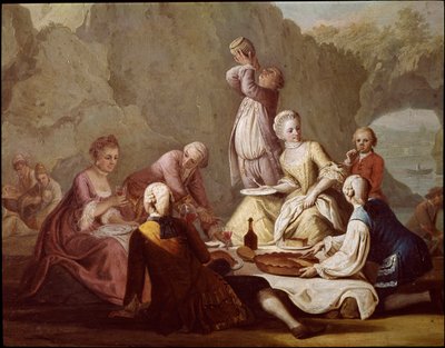 Banquet scene in Posillipo, Naples (detail) by Pietro Fabris