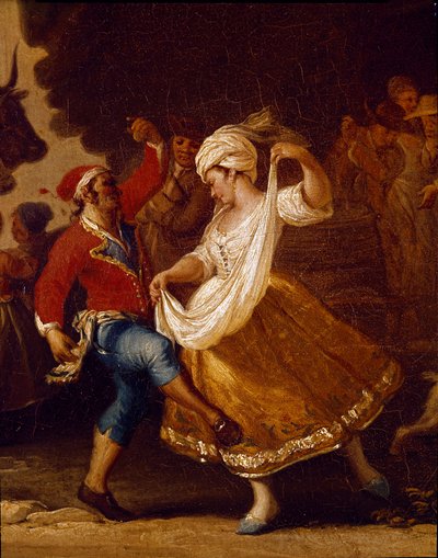 Dance scene and popular party in Naples (detail) by Pietro Fabris