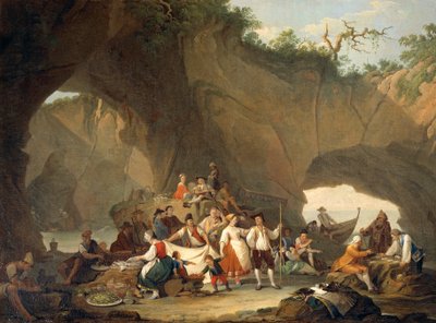 Ordinary People Having Lunch in Front of the Grotto by Pietro Fabris