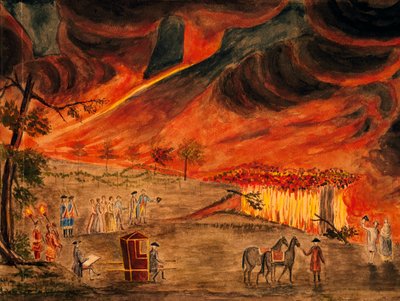 The Sicilian Royals Visiting Vesuvius During Eruption of 11 May 1771, by Pietro Fabris by Pietro Fabris