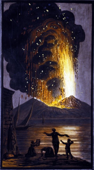 The erupting Vesuvius. This gouache was carried out by Pierre Fabris, at the request of Sir William Hamilton, English ambassador to Naples. Bibl. Braidense, Milan. by Pietro Fabris