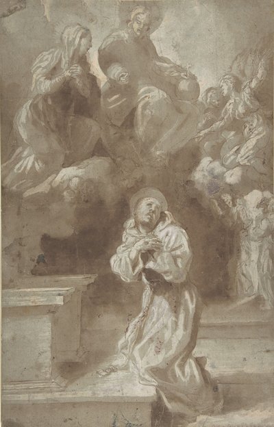 Christ and the Virgin Appearing to Saint Francis by Pietro Faccini