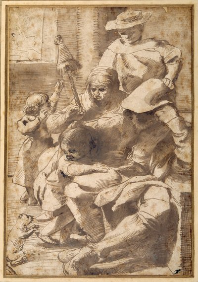 Family group in an interior by Pietro Faccini