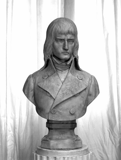 Bust of Napoleon Bonaparte as a young general of the Italian army in 1794. Marble sculpture by Pietro Fumeo by Pietro Fumeo