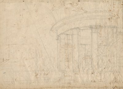 Architectural Fantasy on a Round Temple Enclosed with an Ambulatory (verso) by Pietro Gonzaga