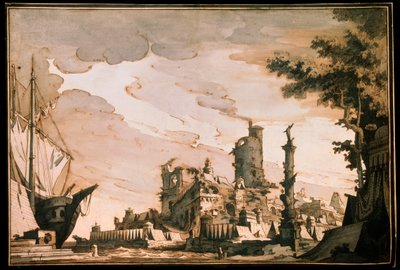 Sea Harbor, Stage Design for a Theatre Play, 1818 by Pietro Gonzaga