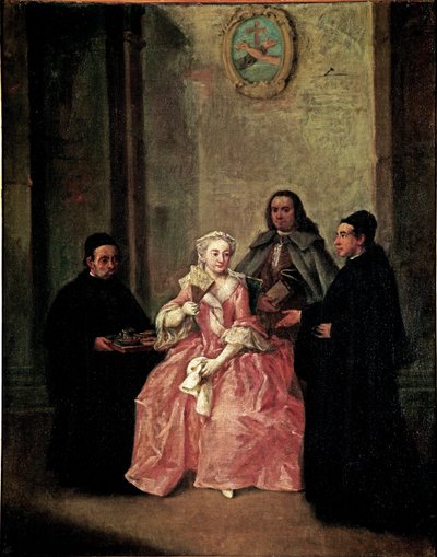 A Friar Offers Hot Chocolate with Venetian Biscuits (1774) by Pietro Longhi
