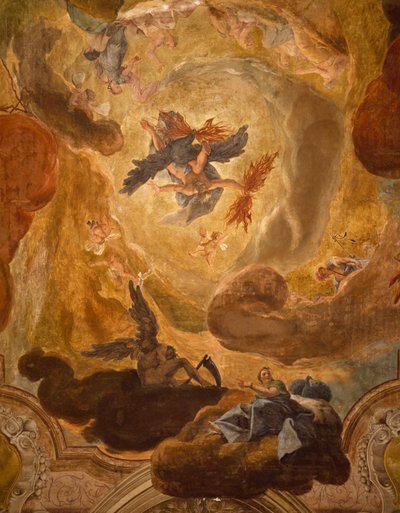 Grand Staircase in Palazzo Sagredo, Fall of Giants, fresco by Pietro Longhi by Pietro Longhi
