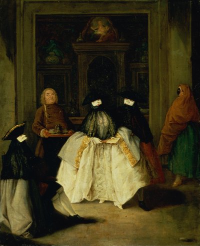 Masked Figures in a Venetian Coffee House by Pietro Longhi
