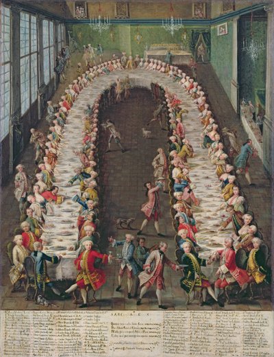 The Banquet at Casa Nani, Given in Honour of their Guest, Clemente Augusto, Elector Archbishop of Cologne, on 9th September 1755 by Pietro Longhi
