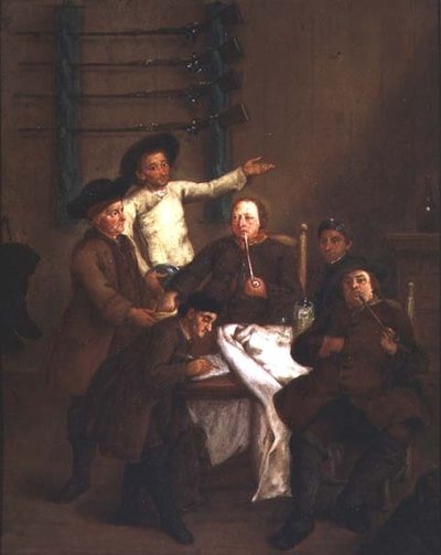 The Hunters Drawing Numbers by Pietro Longhi