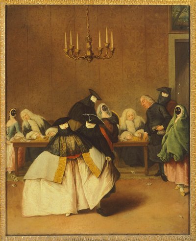 The Ridotto, Venetian Masks by Pietro Longhi