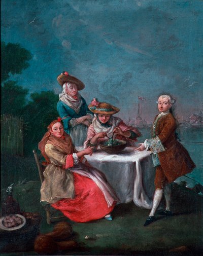 To Taste it in the Gardens of the Venetian Estuary in Cartosa or the Vignole by Pietro Longhi