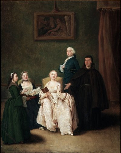 Visit of the monk to the aristocrat family by Pietro Longhi