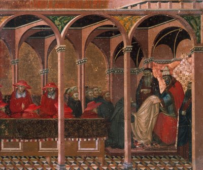 Honorius III Approving Carmelite Rule (Detail) by Pietro Lorenzetti