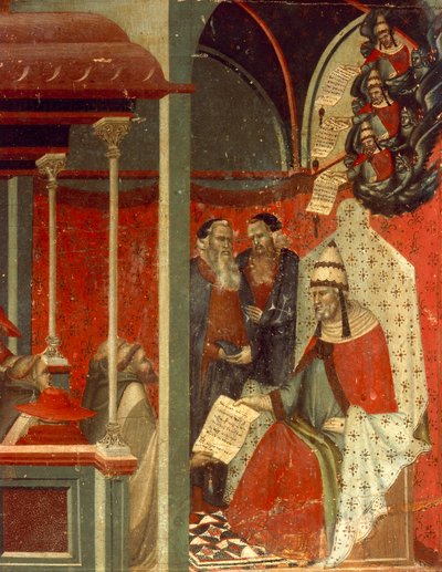 Honorius III Approving Carmelite Rule (detail) by Pietro Lorenzetti
