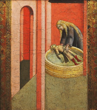 Saint Elizabeth of Hungary reviving to Life a Child drowned in a Well by Pietro Lorenzetti