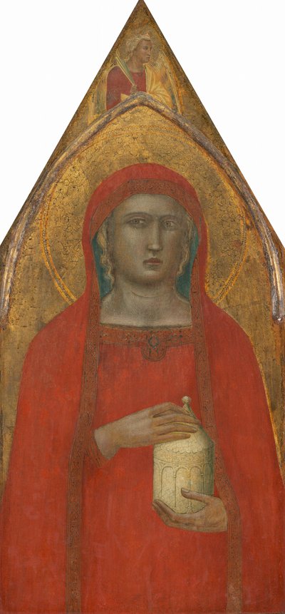 Saint Mary Magdalene, with an Angel [left panel] by Pietro Lorenzetti