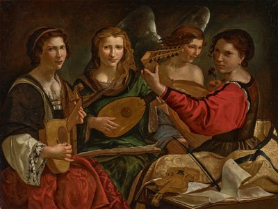 Lute players and an angel by Pietro Paolini