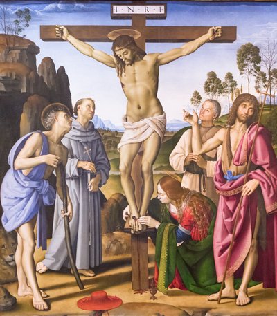 Crucifixion with saint and the blessed Giovanni Colombini by Pietro Perugino