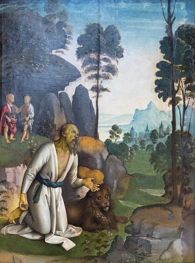 Penitent Saint Jerome with the Infant Jesus and Saint John the Baptist as a Child by Pietro Perugino
