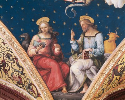 St Luke and St John (detail) by Pietro Perugino
