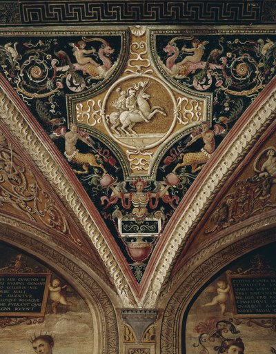 Warriors on Horseback Ceiling Decor by Pietro Perugino