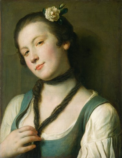 A Girl with a Flower in Her Hair by Pietro Antonio Rotari