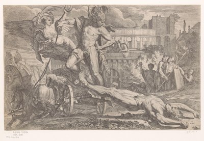 Achilles with the Body of Hector Behind His Chariot by Pietro Testa